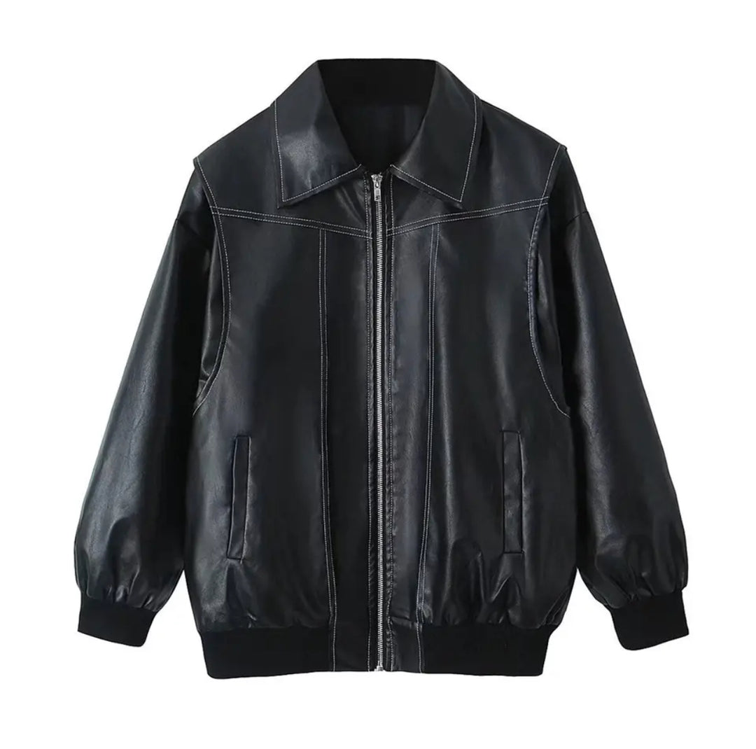 Liz Leather Bombe Jacket