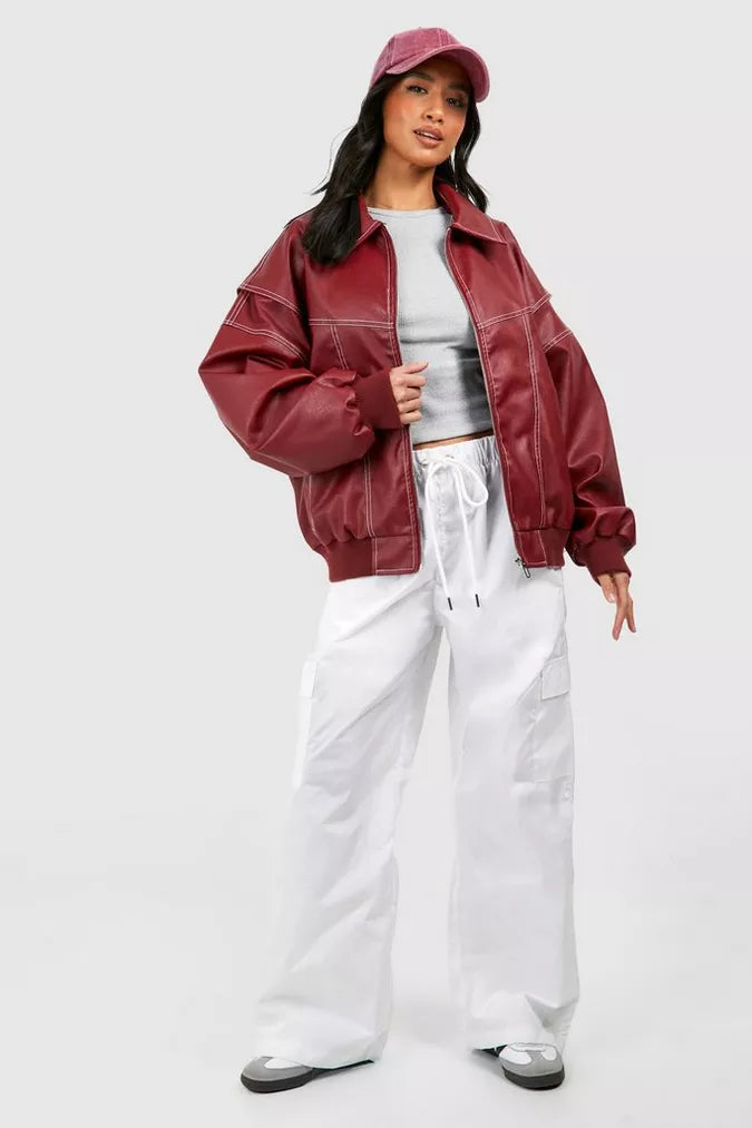 Liz Leather Bombe Jacket