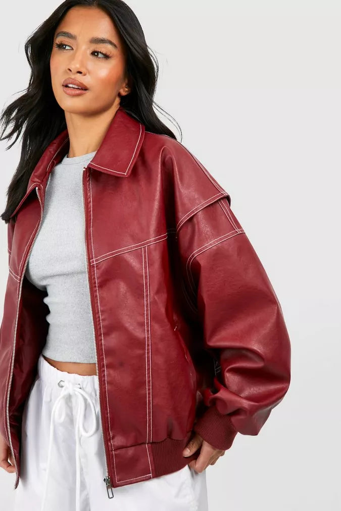 Liz Leather Bombe Jacket