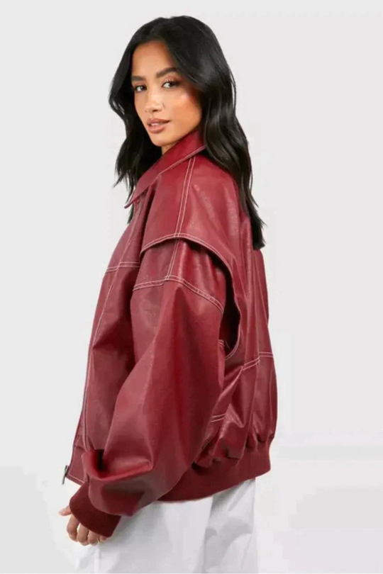 Liz Leather Bombe Jacket